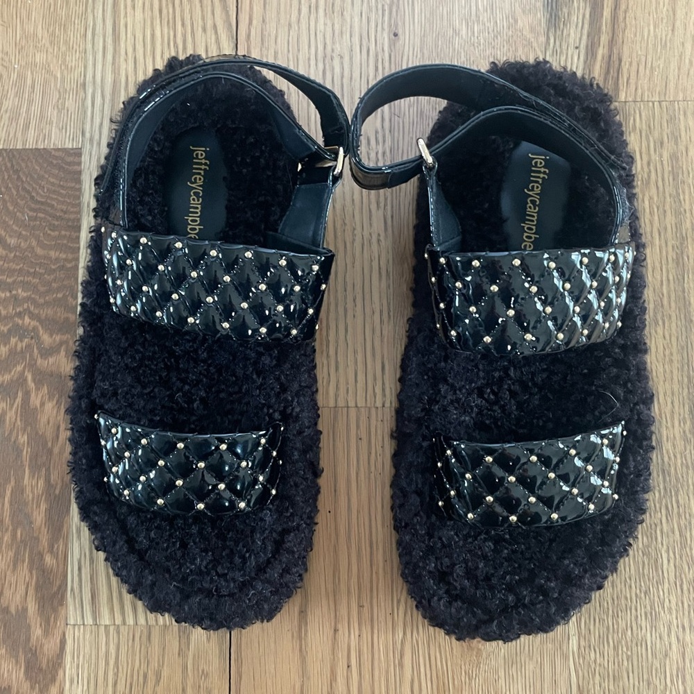 Jeffrey Campbell fur sandals